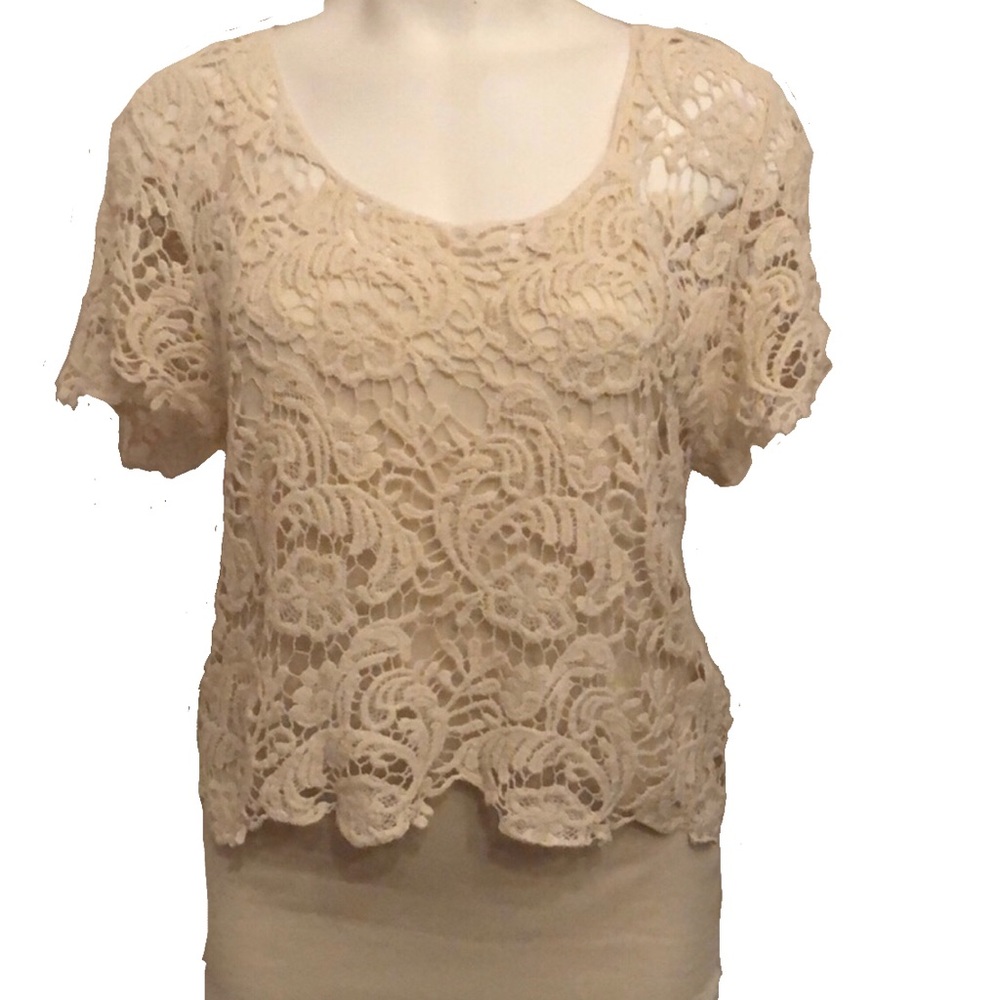 Heart Soul Crochet Lace Top Ivory NWT - Picture 1 of 6